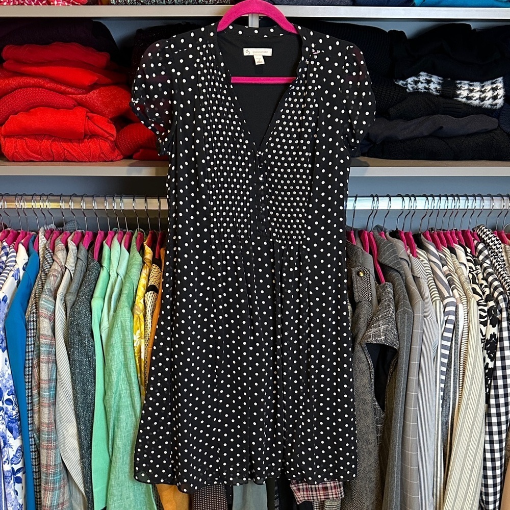 Db Established 1962 black/white polka dot cap sleeve lined dress size 4P